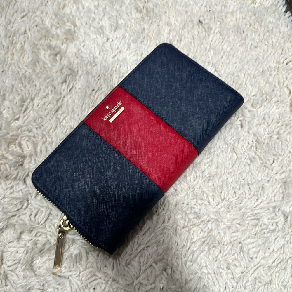 Kate spade Red and Blue large wallet New